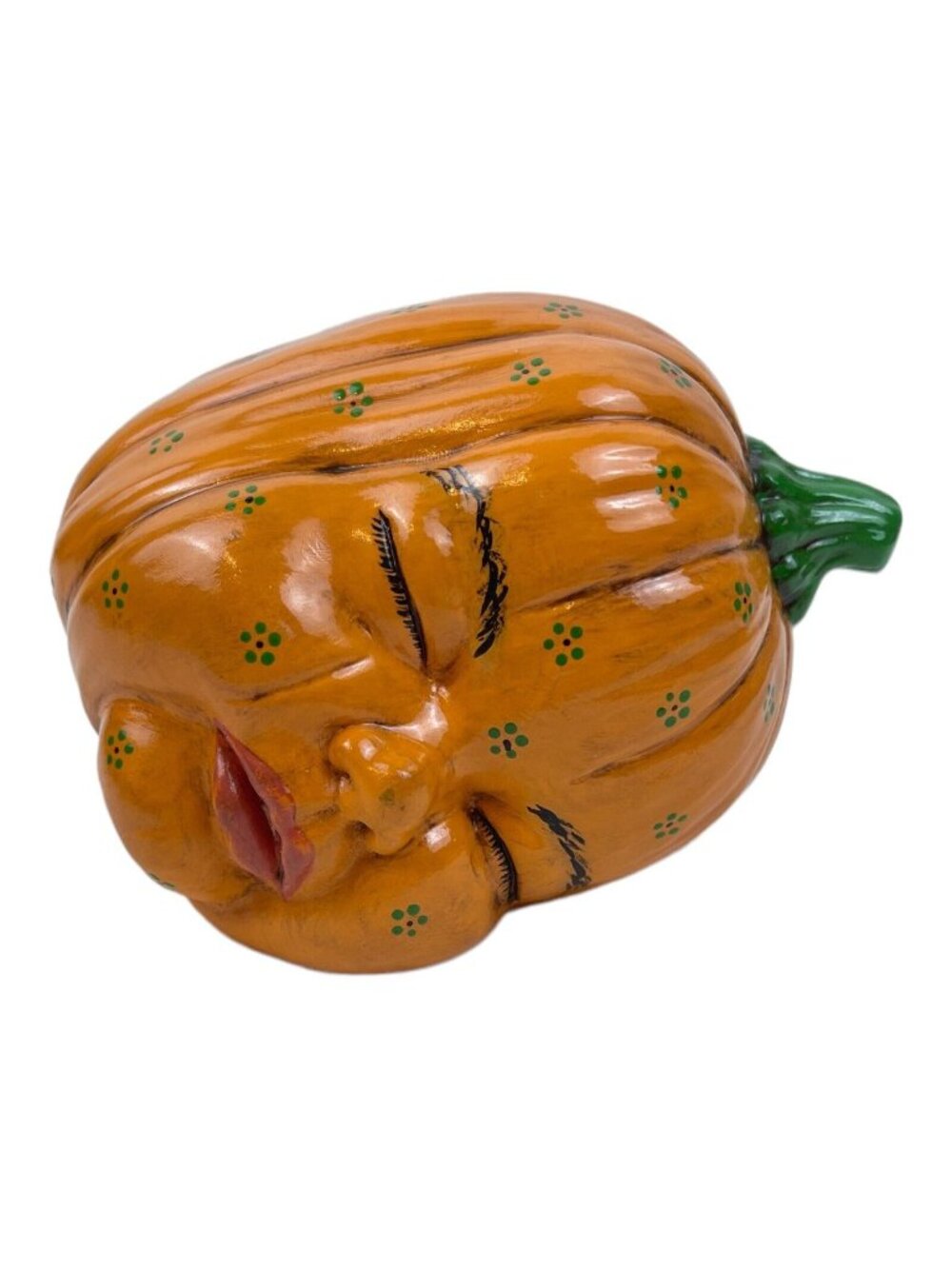 Vtg Anthropomorphic Sleeping Baby Pumpkin Head Ceramic Hand painted Scioto Molds